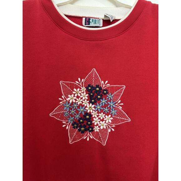 VTG 90s Red Crewneck Sweatshirt Women’s XL Red Grannycore Christmas Holiday - Picture 3 of 5